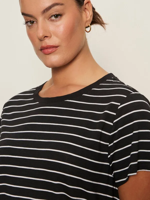 The Perfect Tee White/Black Stripe 5 Extended Sizing sold by Sanctuary
