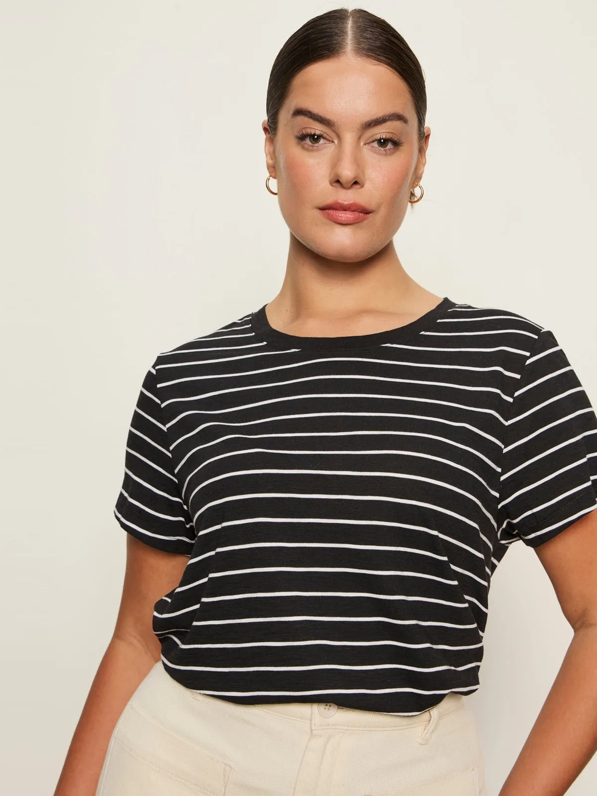 The Perfect Tee White/Black Stripe 5 Extended Sizing sold by Sanctuary product image thumbnail 2