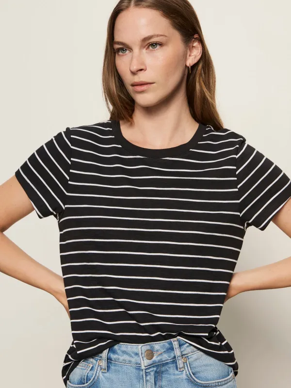The Perfect Tee White/Black Stripe sold by Sanctuary