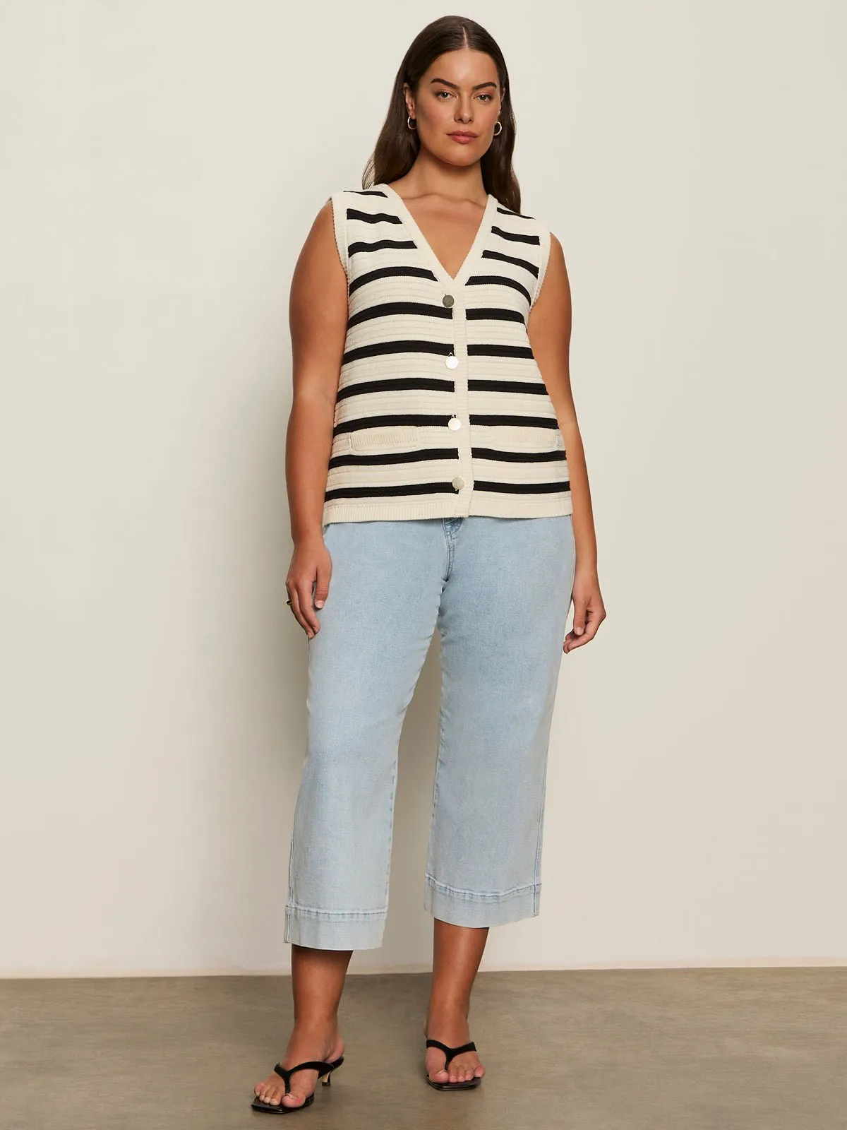 Textured Sweater Vest Macrame/ Black Stripe 3 Extended Sizing sold by Sanctuary product image thumbnail 4