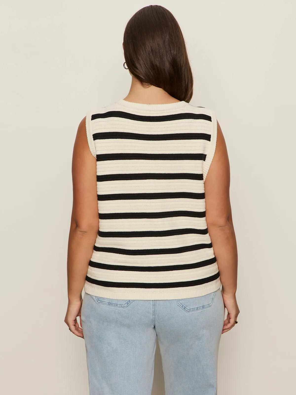 Textured Sweater Vest Macrame/ Black Stripe 3 Extended Sizing sold by Sanctuary product image thumbnail 3