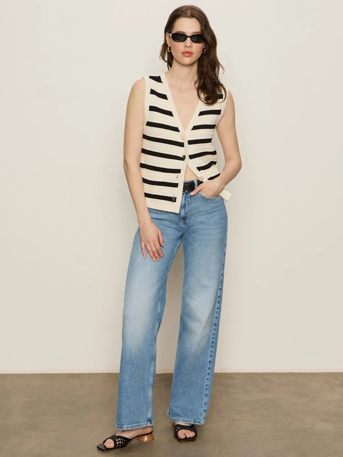 Textured Sweater Vest Macrame/ Black Stripe sold by Sanctuary product image thumbnail 5