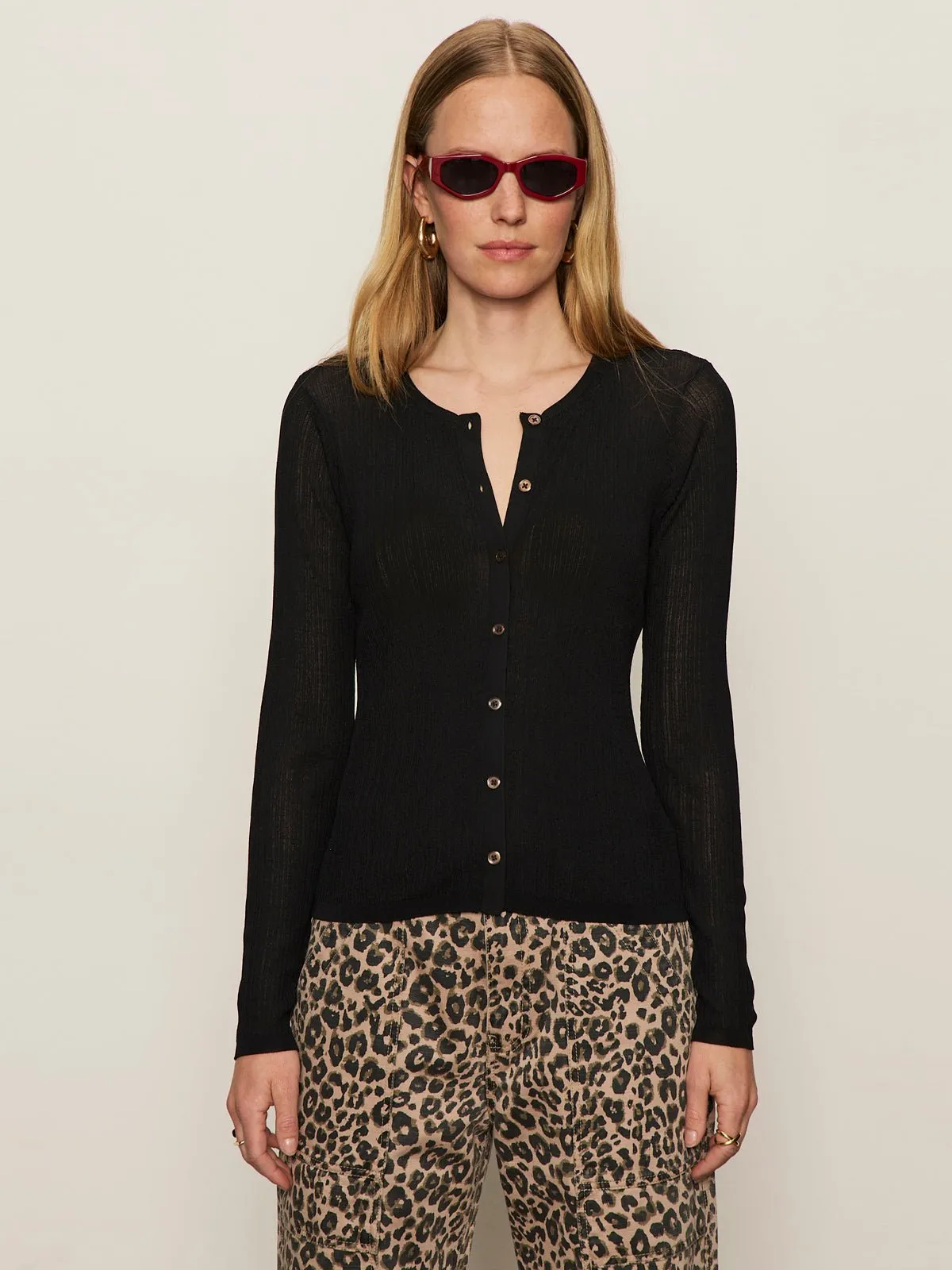 Lightweight Ribbed Cardi Black sold by Sanctuary product image thumbnail 2