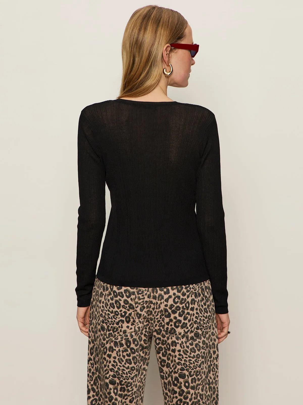 Lightweight Ribbed Cardi Black sold by Sanctuary product image thumbnail 4