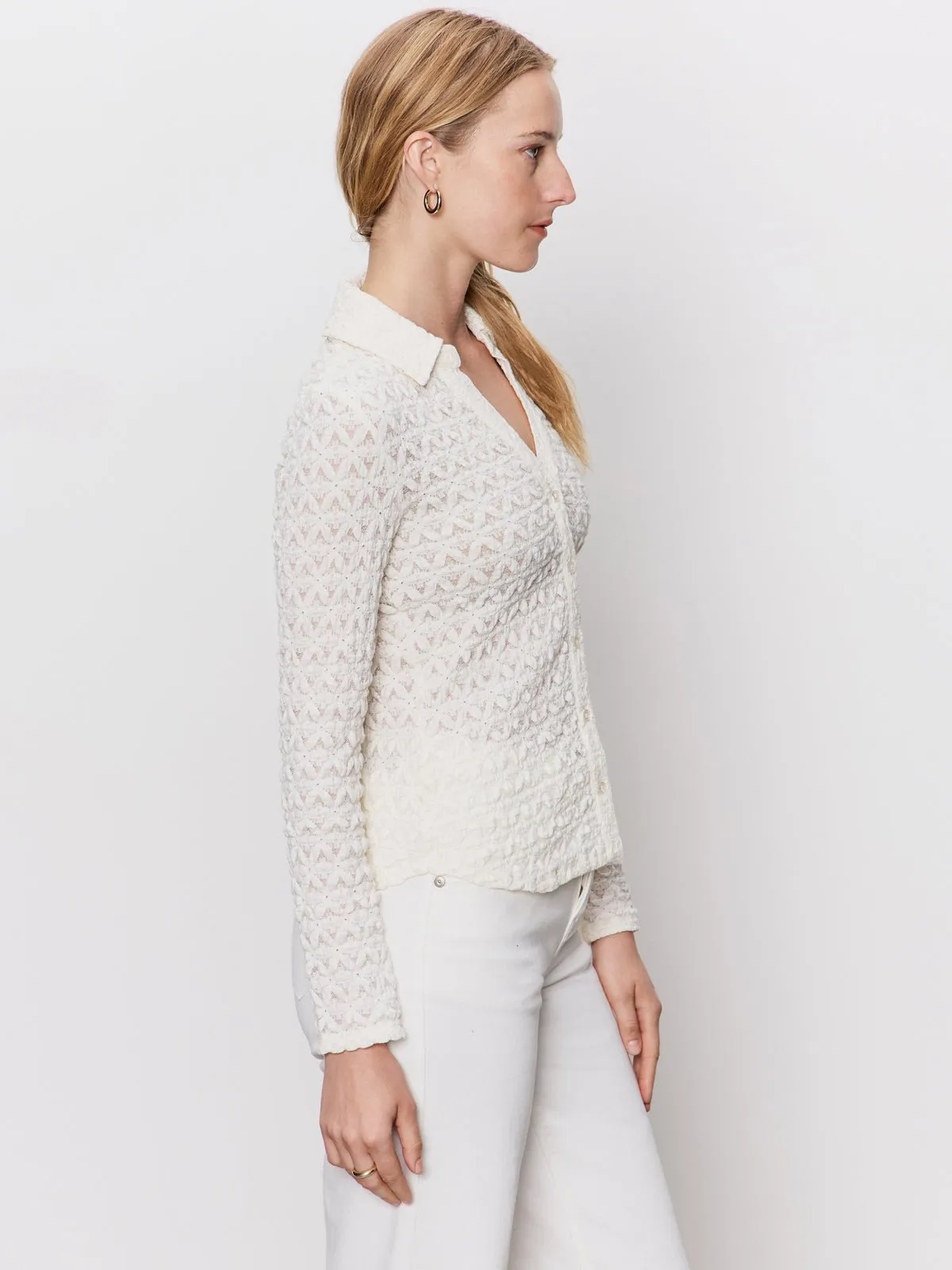 Dreamgirl Lace Button Up Top Chalk sold by Sanctuary product image thumbnail 3