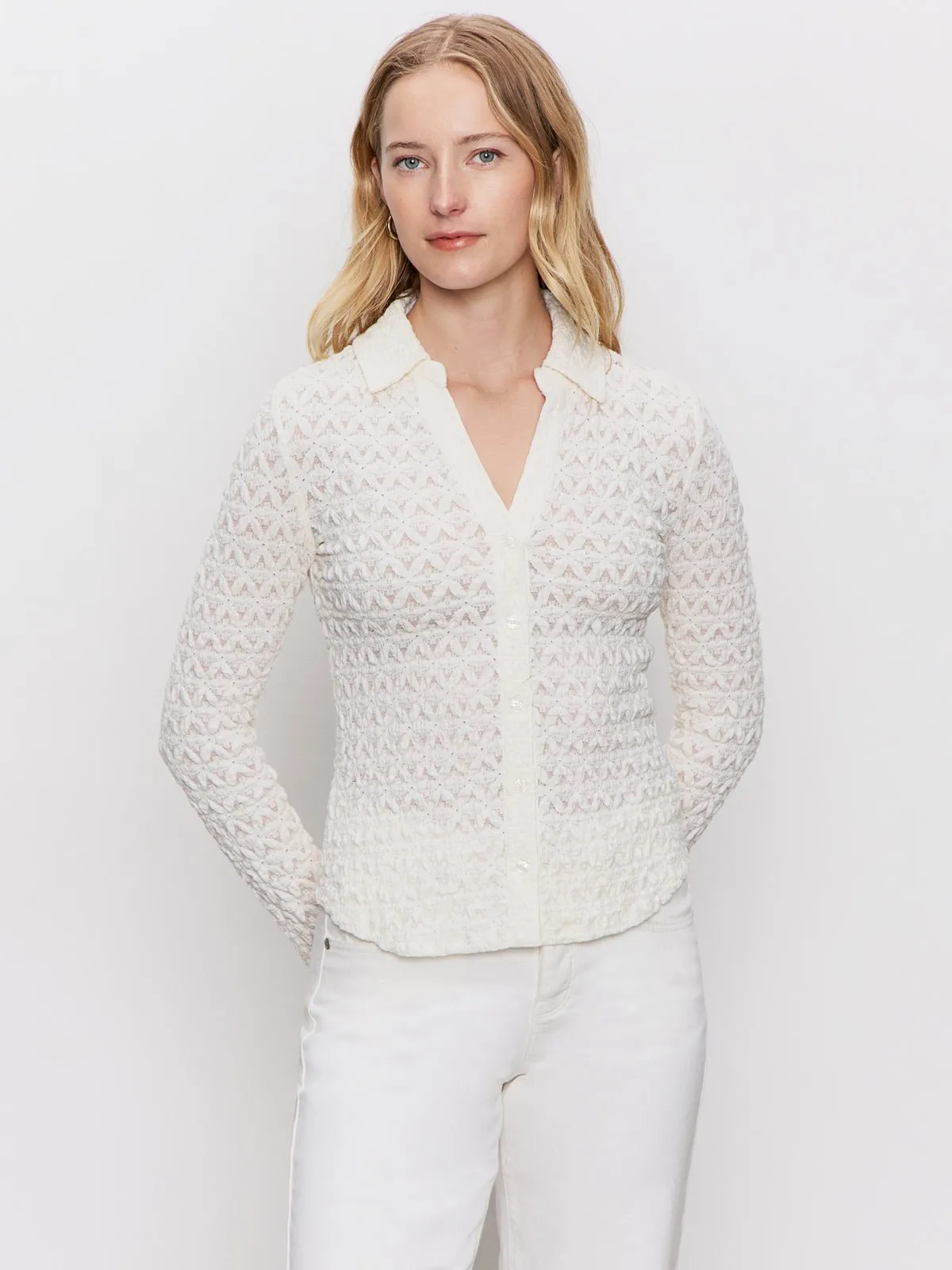 Dreamgirl Lace Button Up Top Chalk sold by Sanctuary product image thumbnail 2