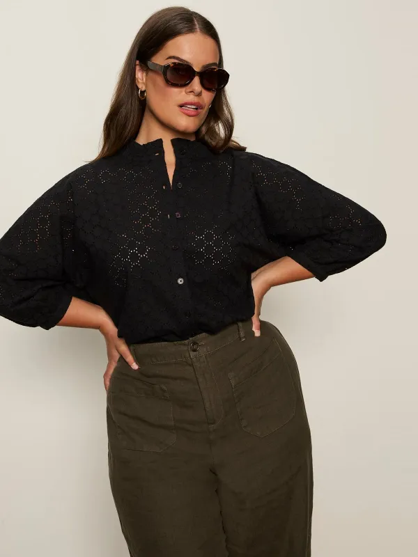 Petal Drop Blouse Black Extended Sizing sold by Sanctuary
