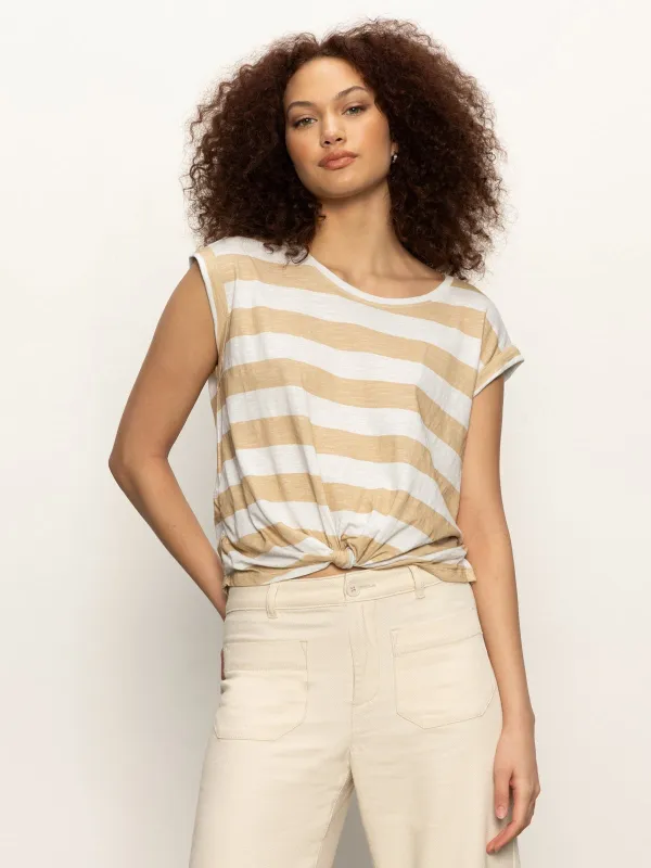 Knotted Muscle Tee White Sandstone Stripe sold by Sanctuary