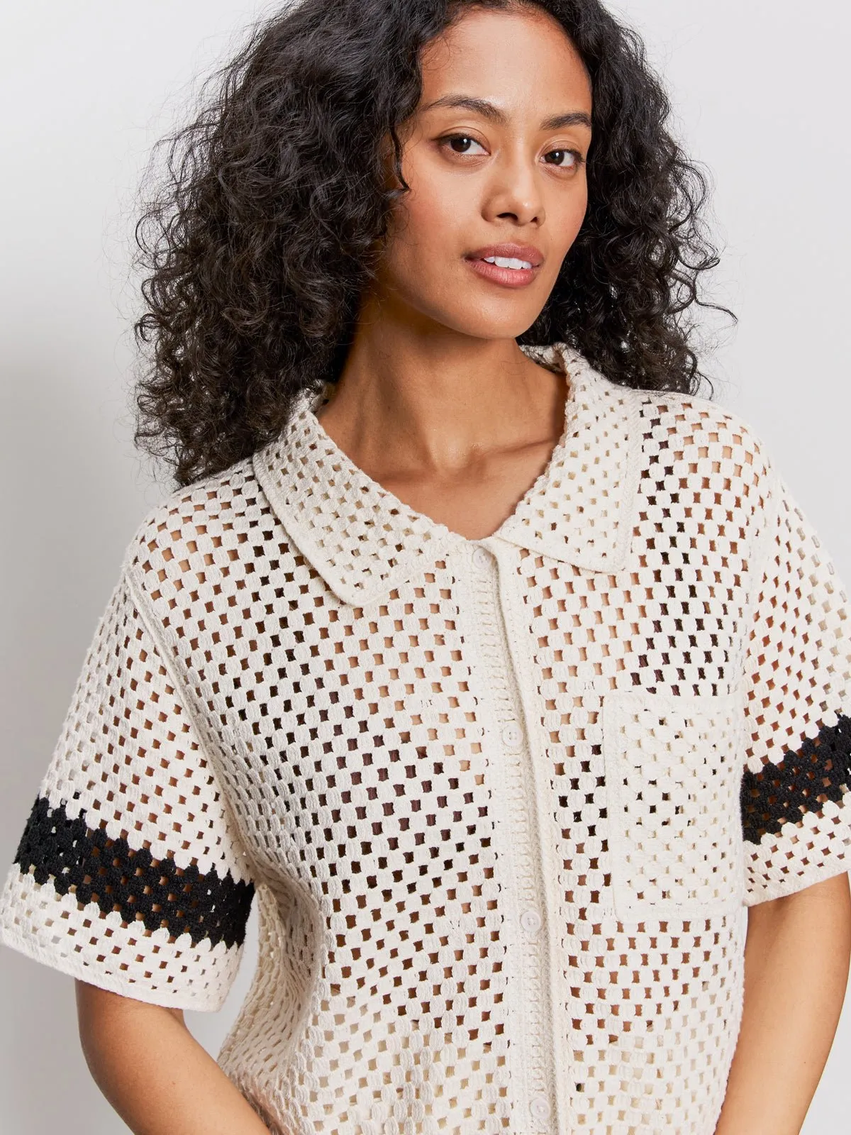 Crochet Resort Shirt Macrame Black sold by Sanctuary product image thumbnail 2