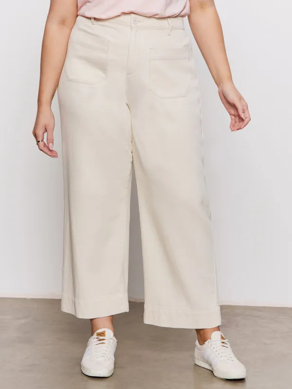 Soft Marine Wide Leg Standard Rise Crop Pant Macrame Extended Sizing sold by Sanctuary