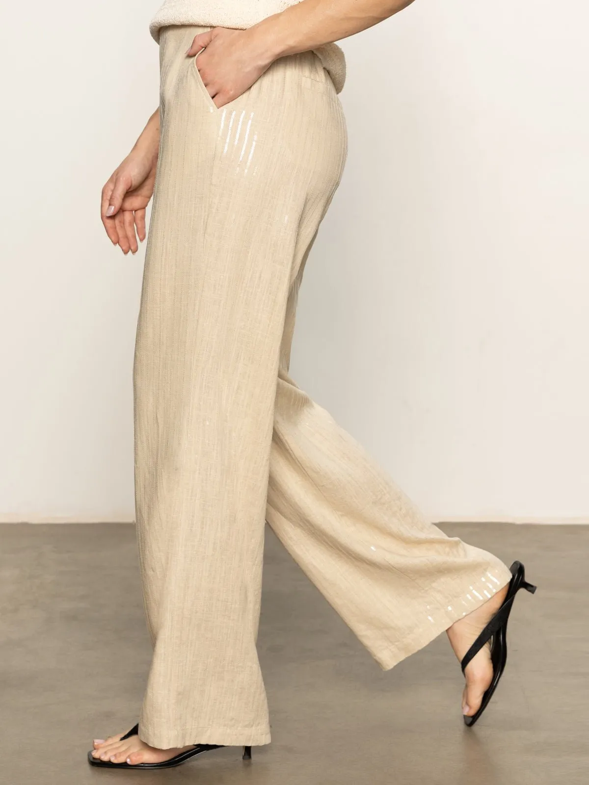 Coastal Semi-High Rise Pant Sand Sequin Stripe sold by Sanctuary product image thumbnail 4