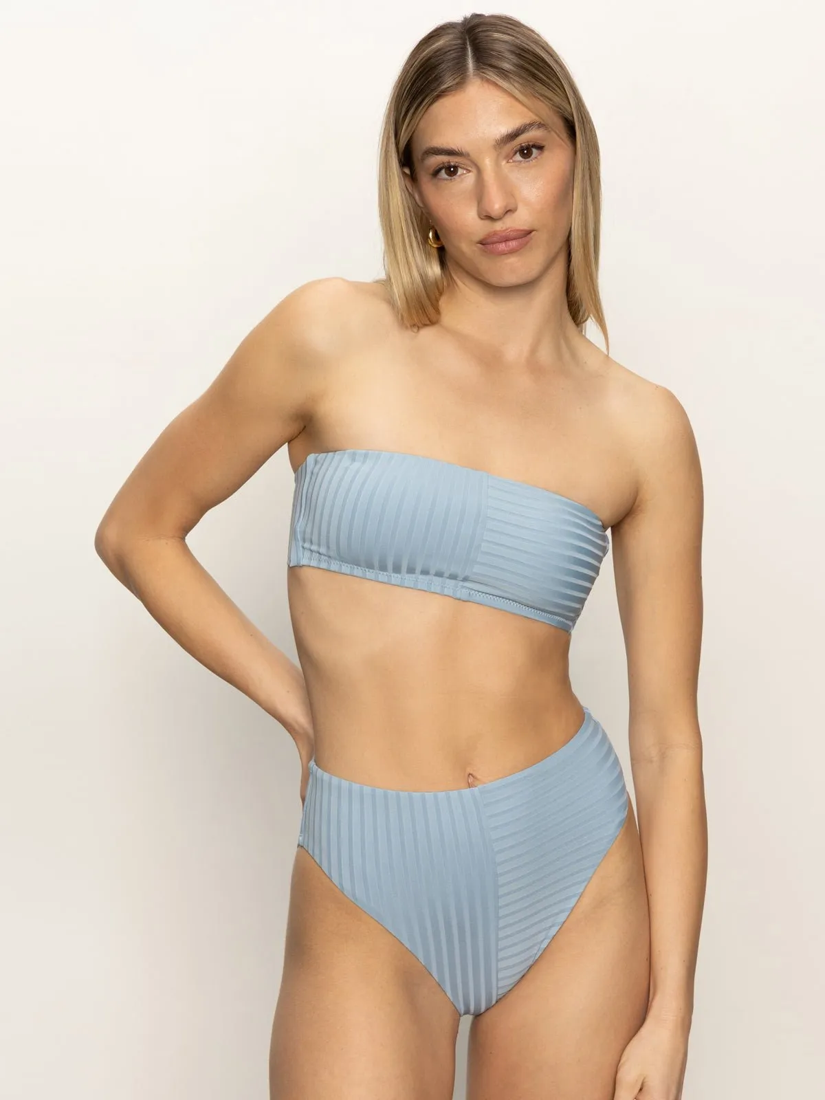 Refresh Rib Bandeau Bikini Top Blue Chateau sold by Sanctuary