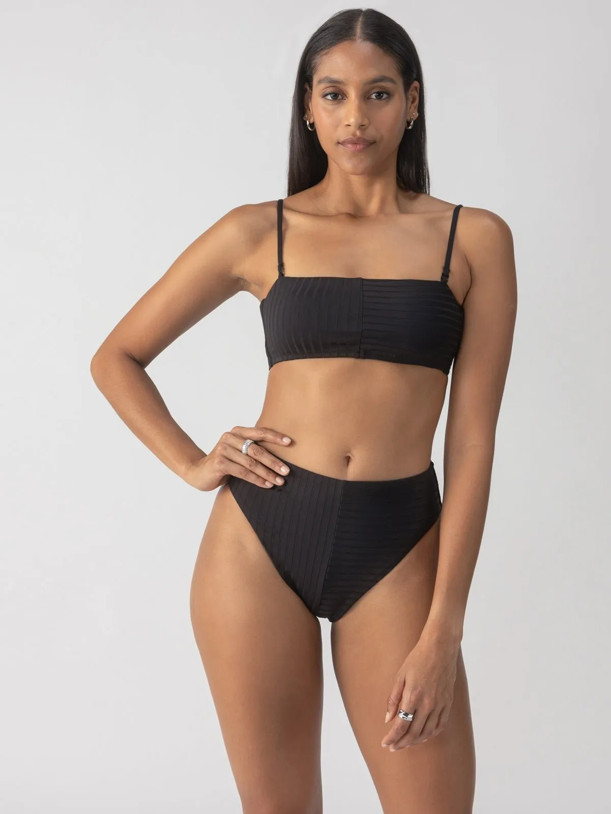 Refresh Rib Bandeau Bikini Top Black sold by Sanctuary