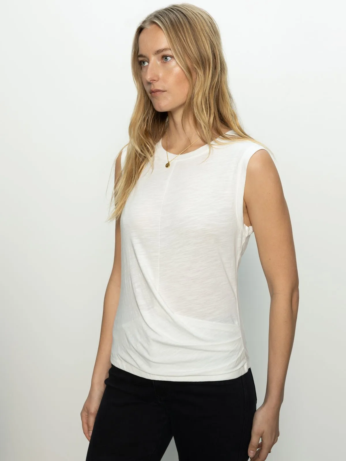 Draped Tank White sold by Sanctuary product image thumbnail 3