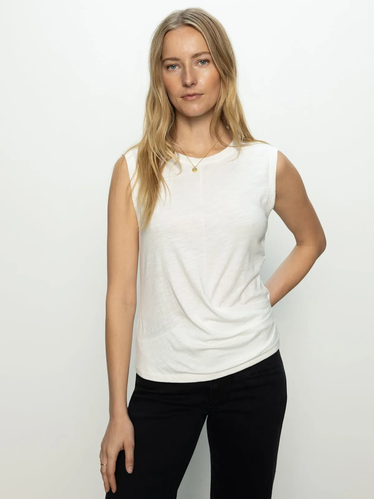 Draped Tank White sold by Sanctuary product image thumbnail 4