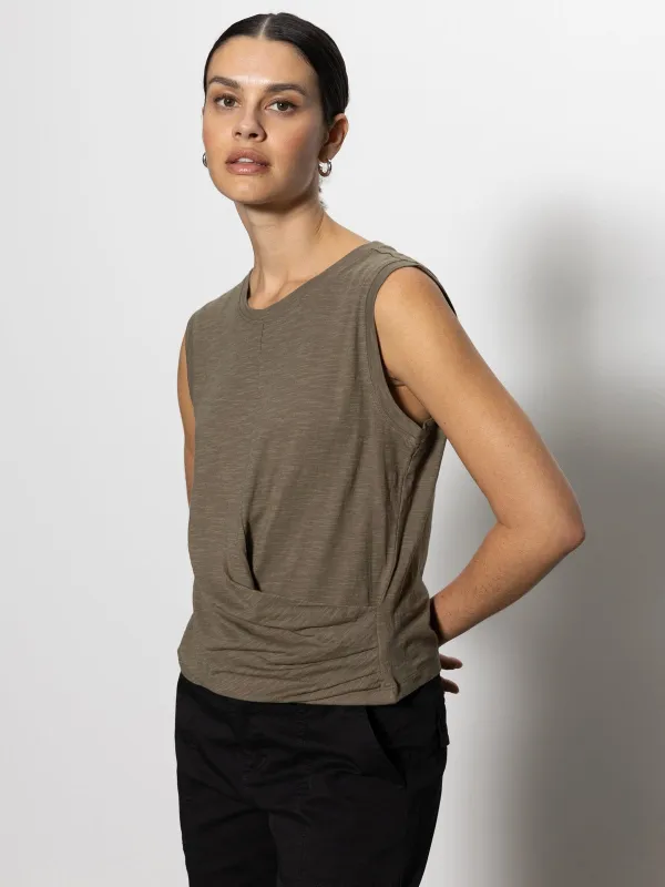 Draped Tank Burnt Olive sold by Sanctuary