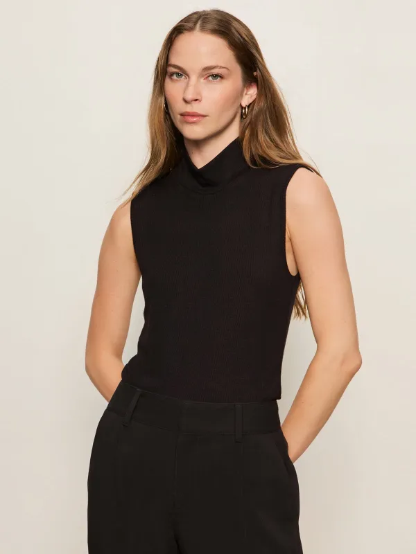 Essential Sleeveless Mock Neck Tank Black sold by Sanctuary