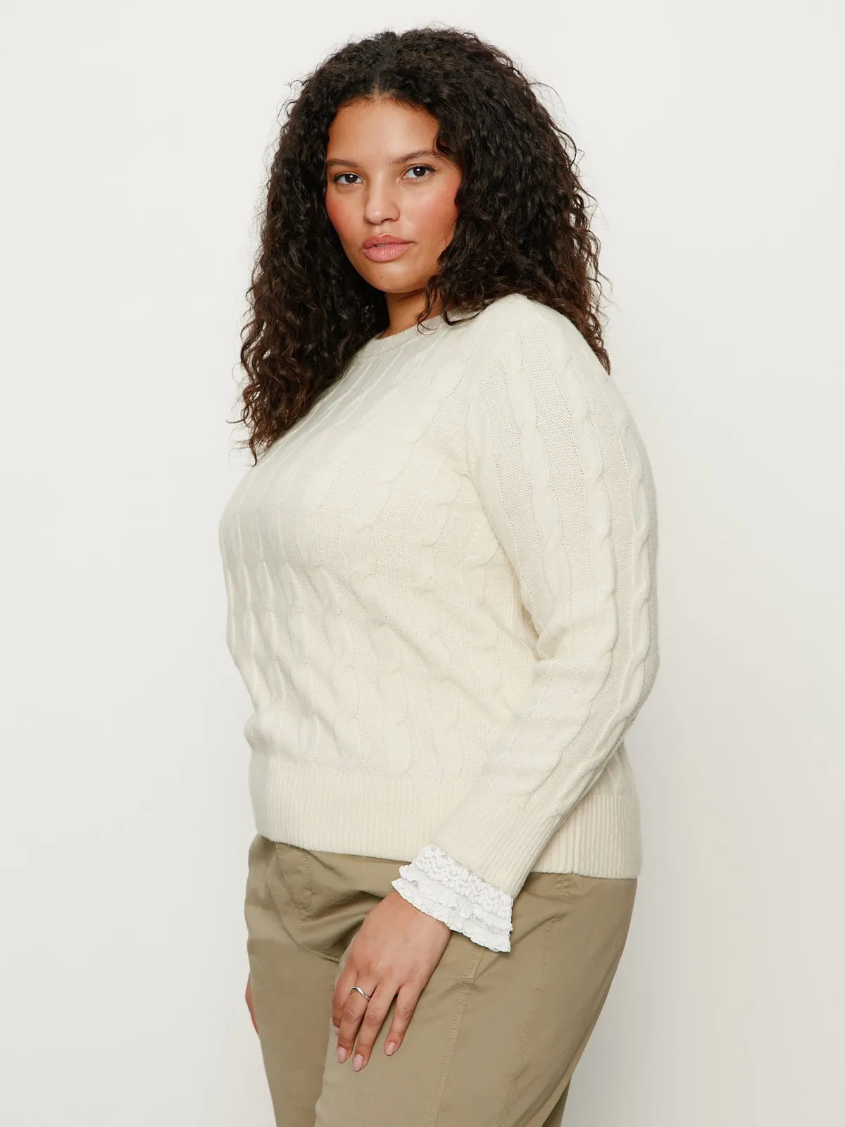 One In A Million Cable Crewneck Sweater Vanilla Extended Sizing sold by Sanctuary product image thumbnail 3