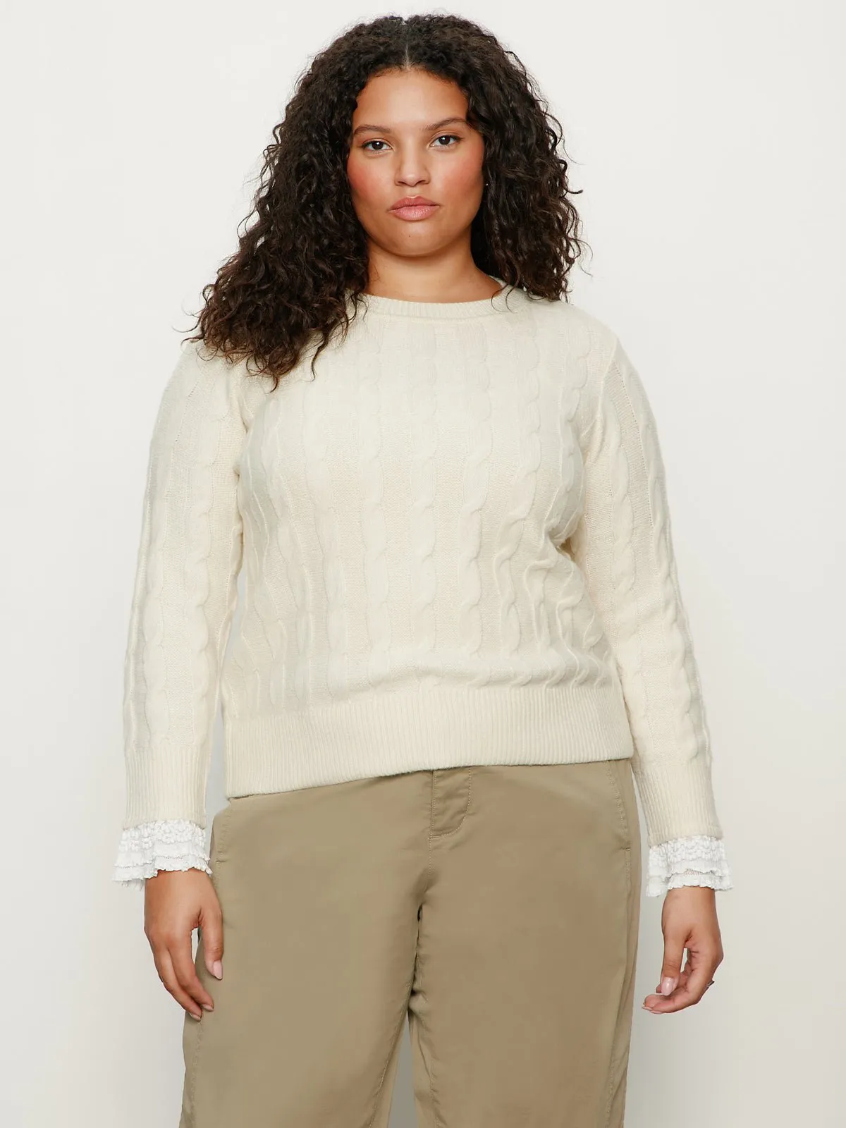 One In A Million Cable Crewneck Sweater Vanilla Extended Sizing sold by Sanctuary product image thumbnail 2