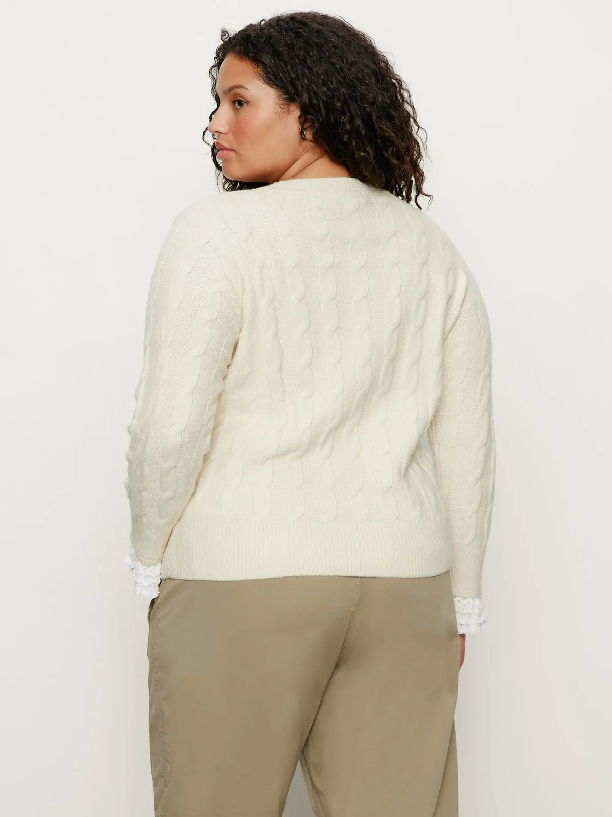 One In A Million Cable Crewneck Sweater Vanilla Extended Sizing sold by Sanctuary product image thumbnail 4