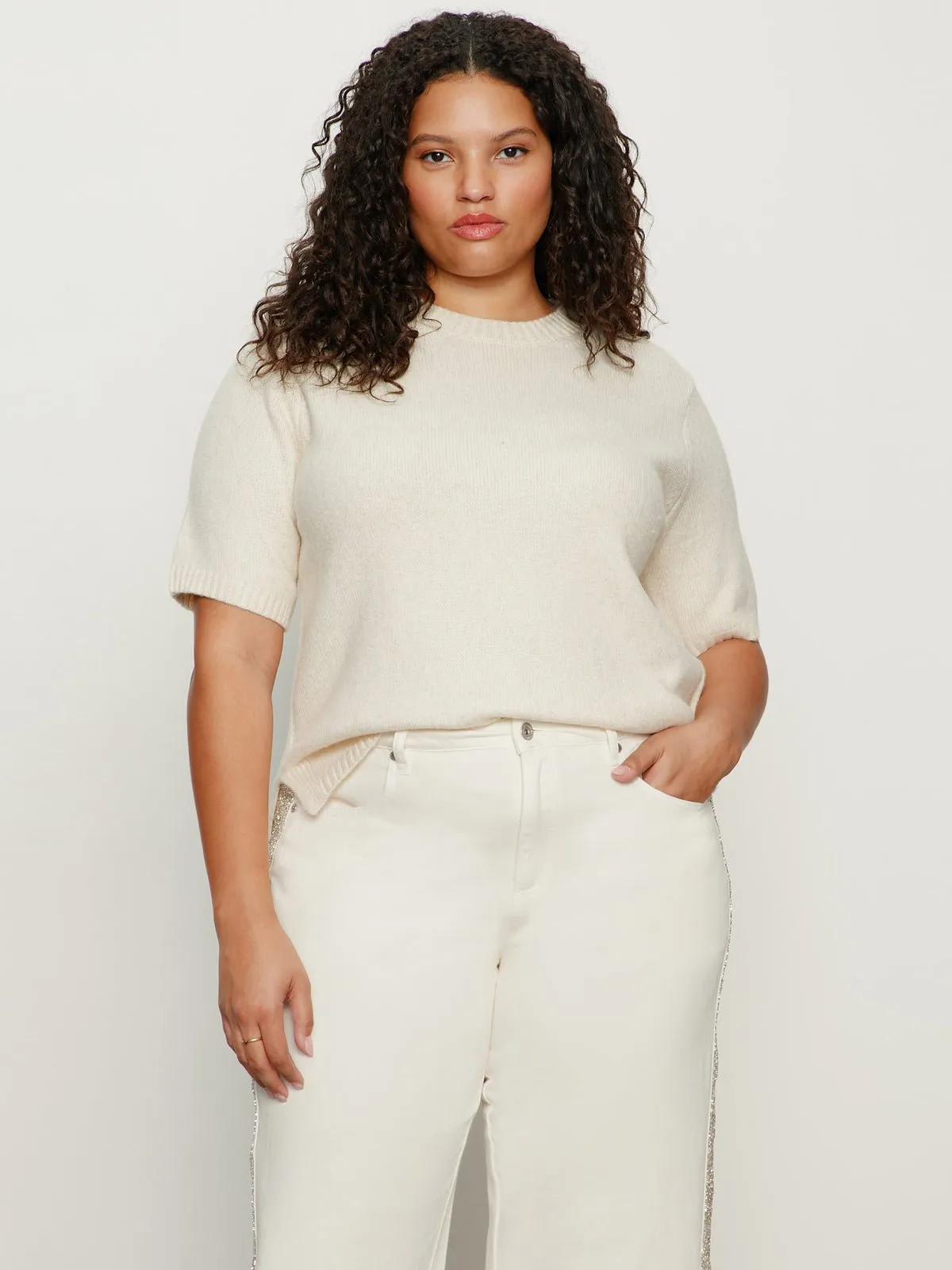 Perfect Sweater Tee Vanilla Creme Extended Sizing sold by Sanctuary