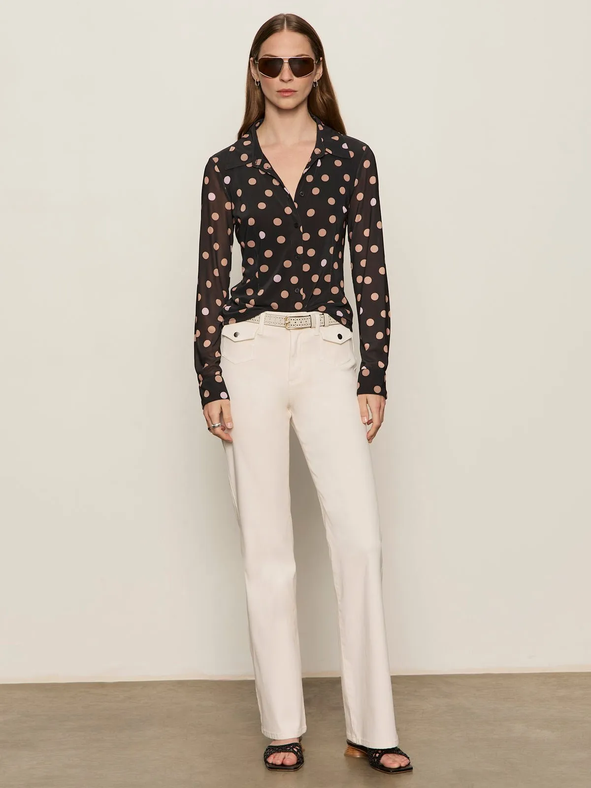 Fitted Mesh Button Down Top Popspot sold by Sanctuary product image thumbnail 5