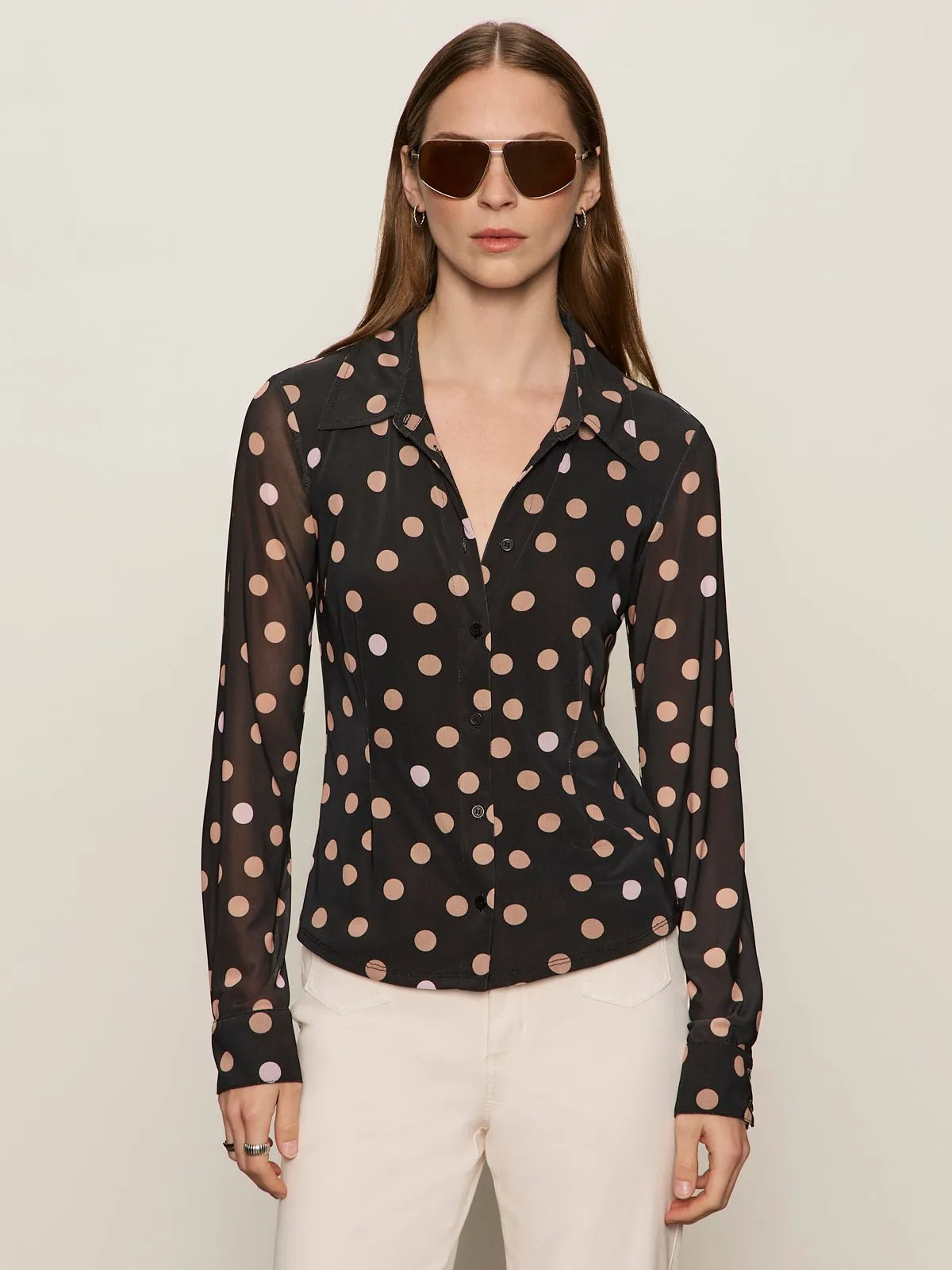 Fitted Mesh Button Down Top Popspot sold by Sanctuary product image thumbnail 2