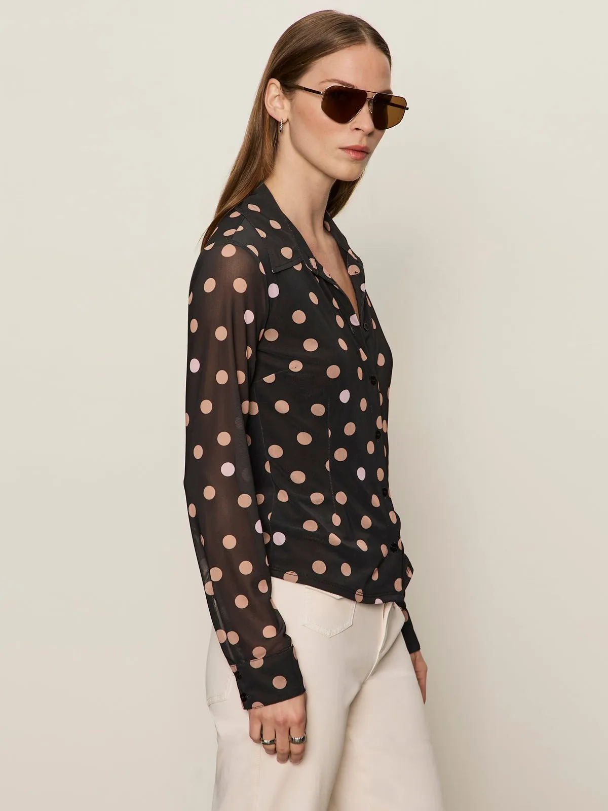 Fitted Mesh Button Down Top Popspot sold by Sanctuary product image thumbnail 3