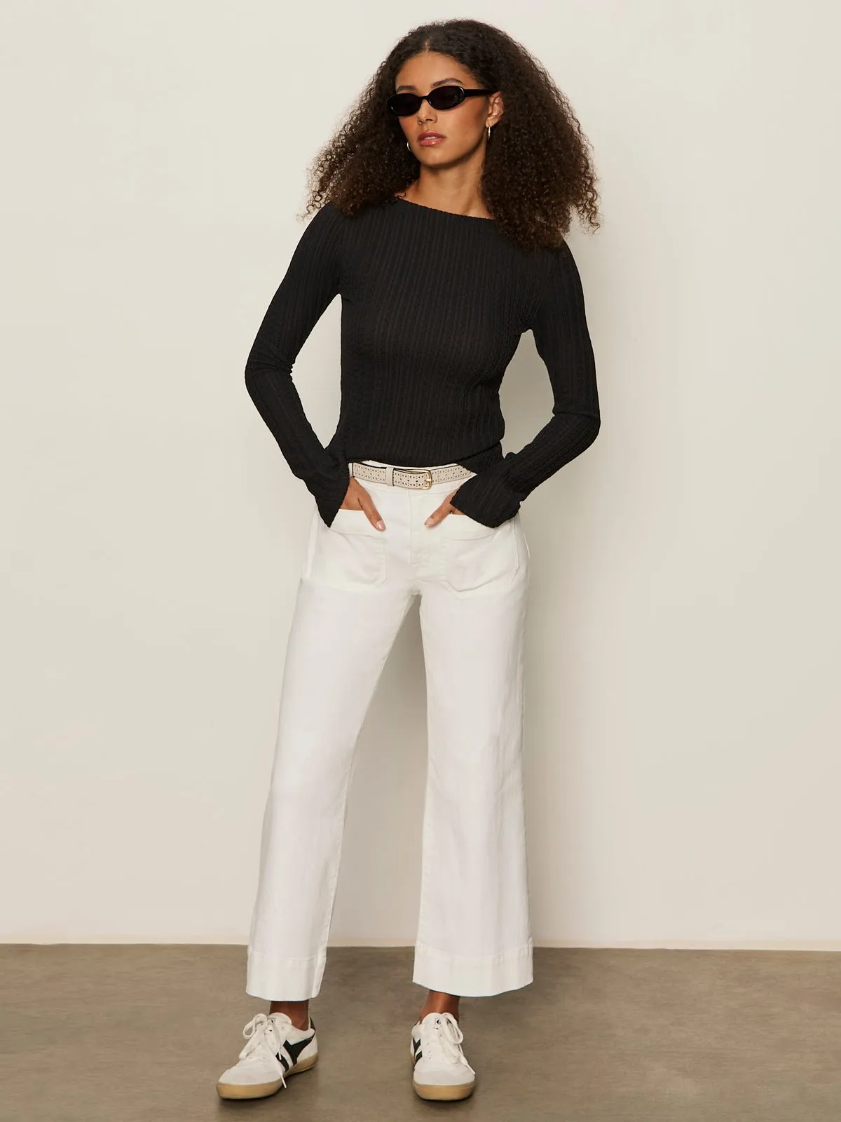 Long Sleeve Boatneck Textured Top Black sold by Sanctuary product image thumbnail 5