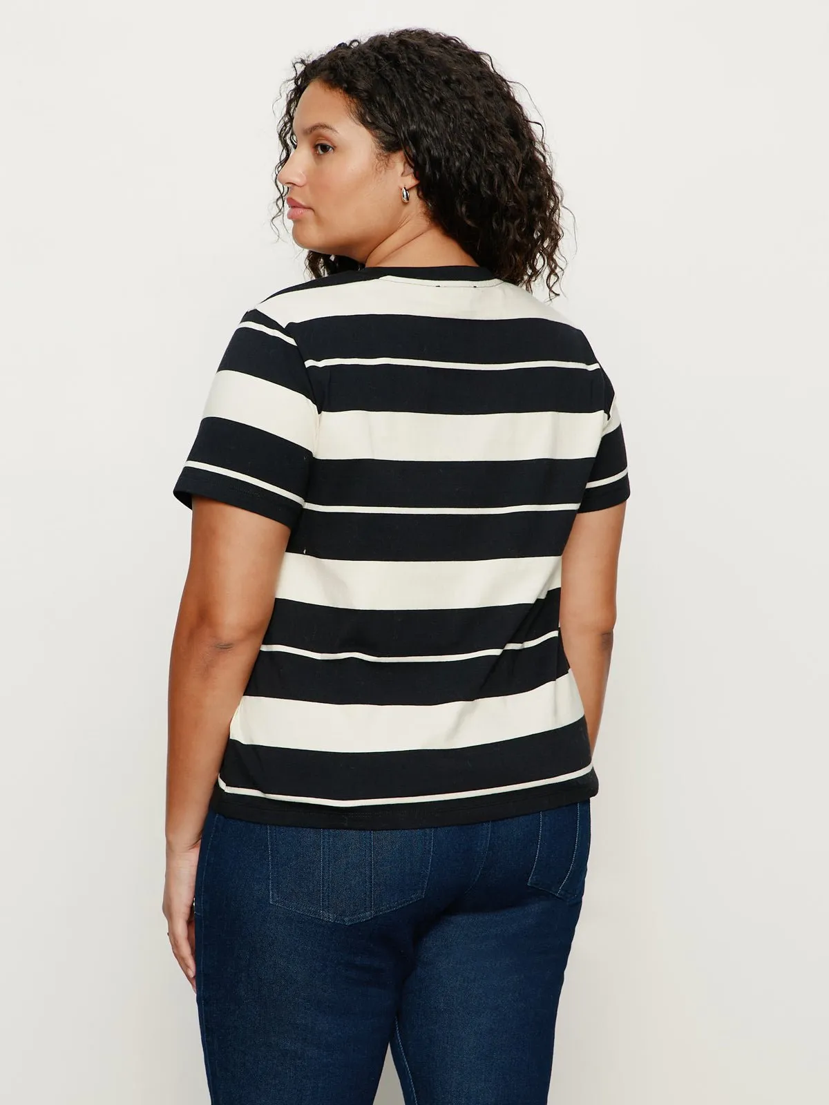 Timeless Tee Vanilla Creme/Black Stripe Extended Sizing sold by Sanctuary product image thumbnail 5