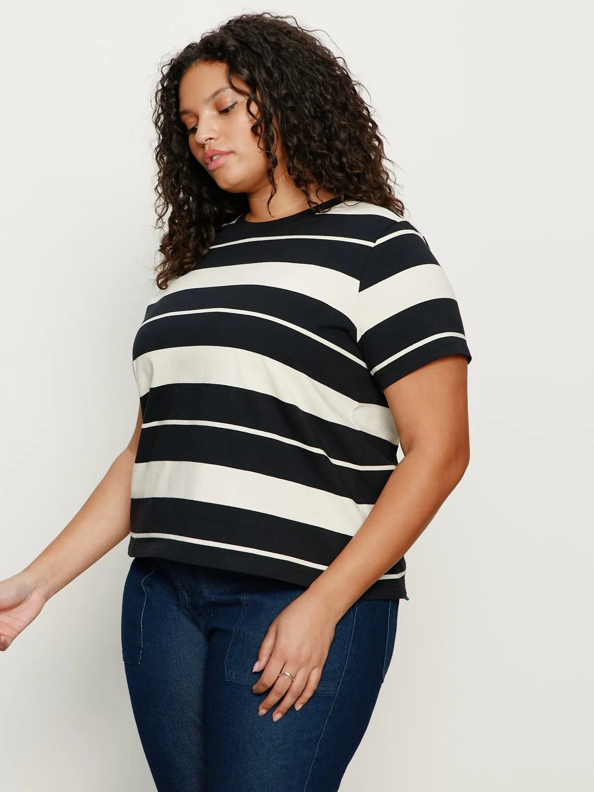 Timeless Tee Vanilla Creme/Black Stripe Extended Sizing sold by Sanctuary product image thumbnail 4