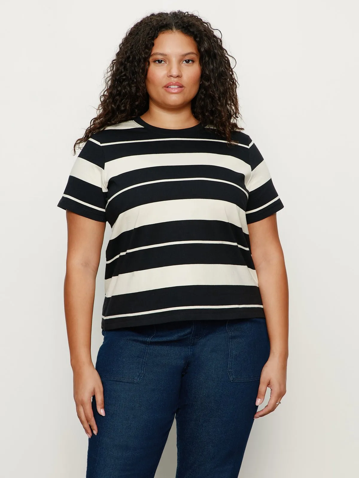 Timeless Tee Vanilla Creme/Black Stripe Extended Sizing sold by Sanctuary product image thumbnail 3