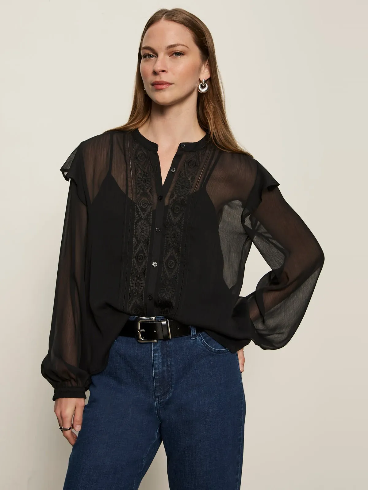 Nostalgia Embroidered Blouse Black sold by Sanctuary