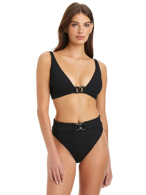 Long Line Bra Bikini Top Black made by Sanctuary