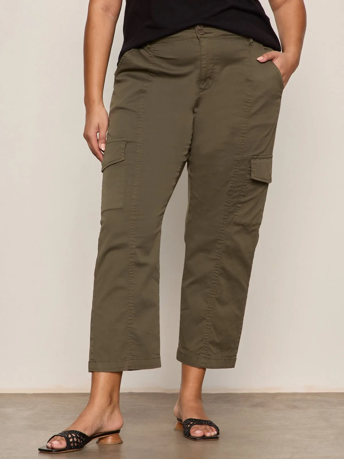 Rebel Straight Crop Pant Fatigue Extended Sizing sold by Sanctuary
