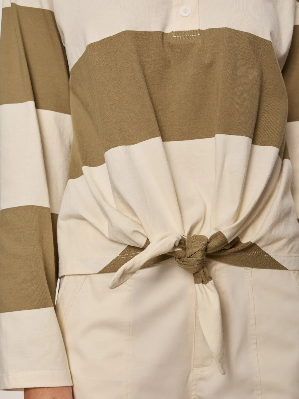 Rugby Tie Front Tee Covert Green / Collagen Stripe sold by Sanctuary product image thumbnail 4