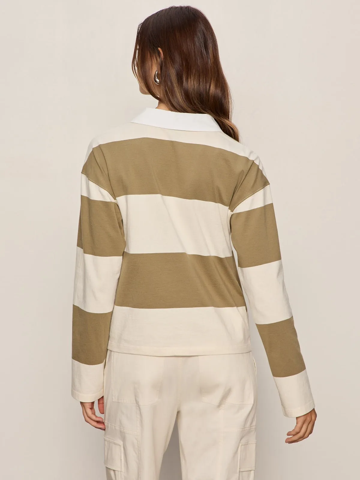 Rugby Tie Front Tee Covert Green / Collagen Stripe sold by Sanctuary product image thumbnail 3