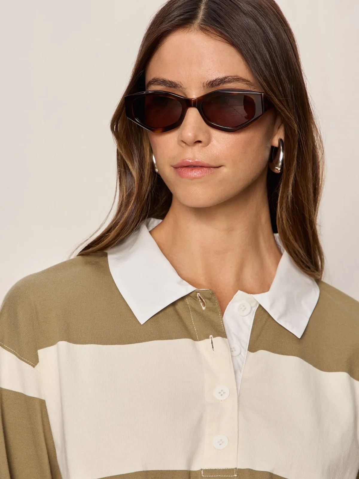 Rugby Tie Front Tee Covert Green / Collagen Stripe sold by Sanctuary product image thumbnail 5