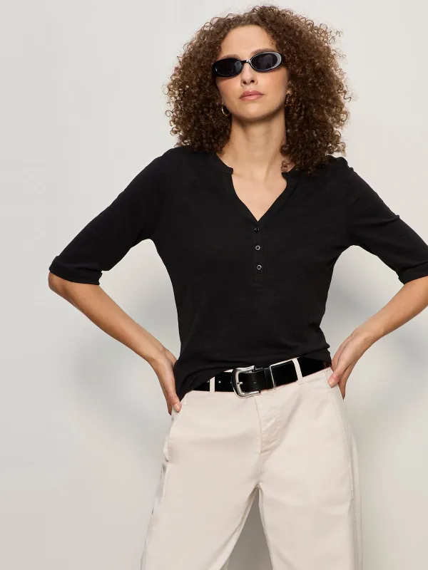 Rolled Sleeve Tee Black sold by Sanctuary