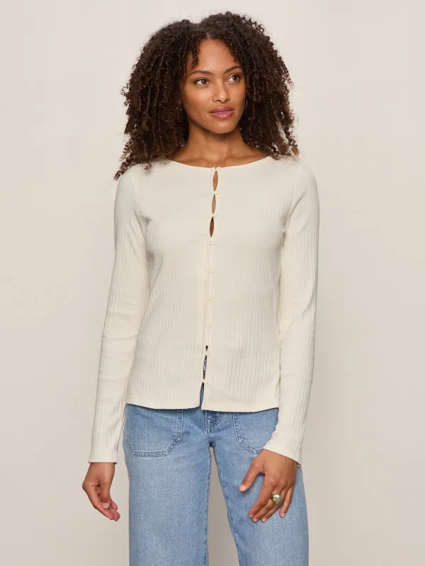 Button Front Ribbed Top Collagen sold by Sanctuary