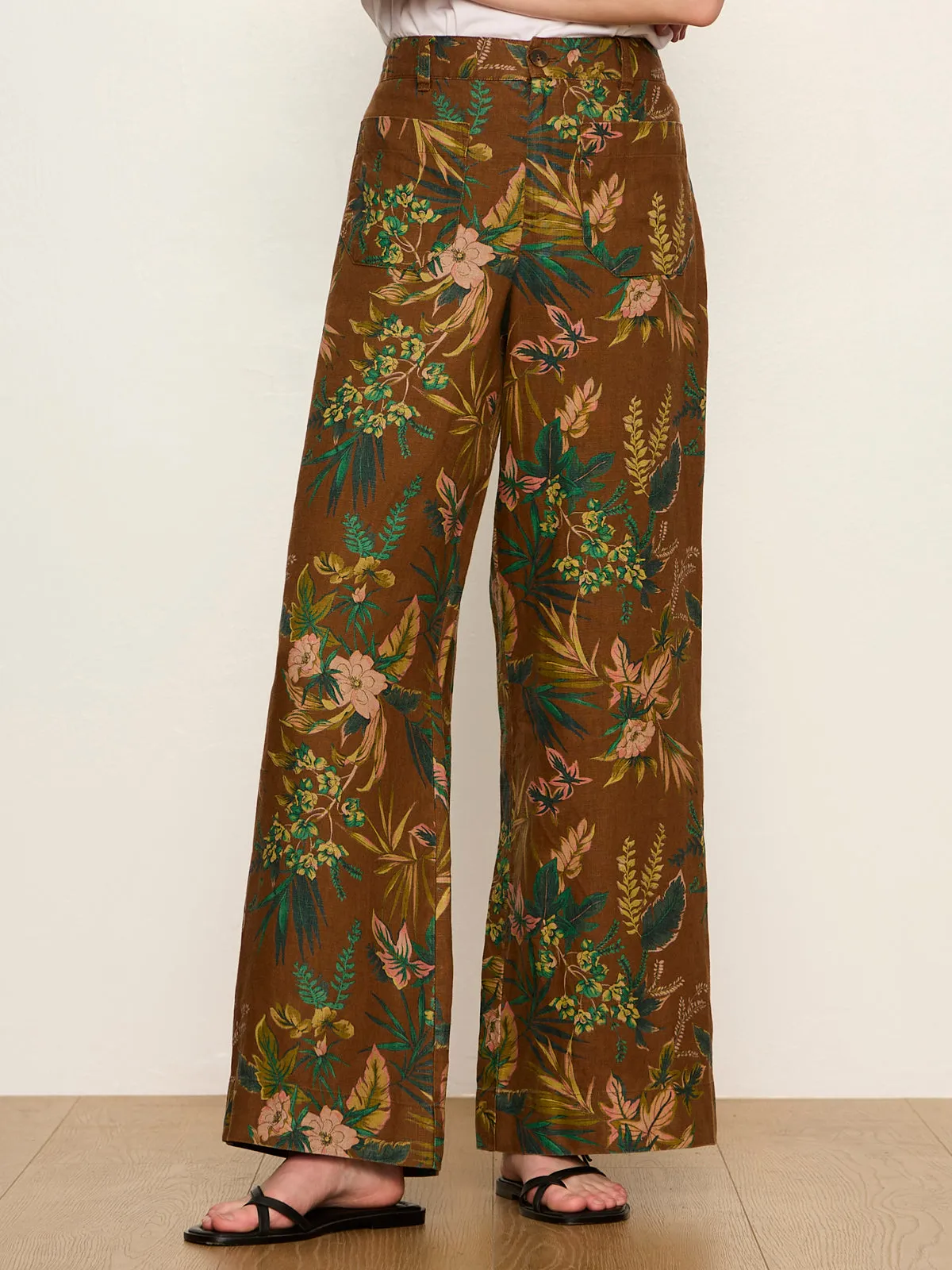 The Linen Marine Wide Leg Pant Vintage Ivy sold by Sanctuary