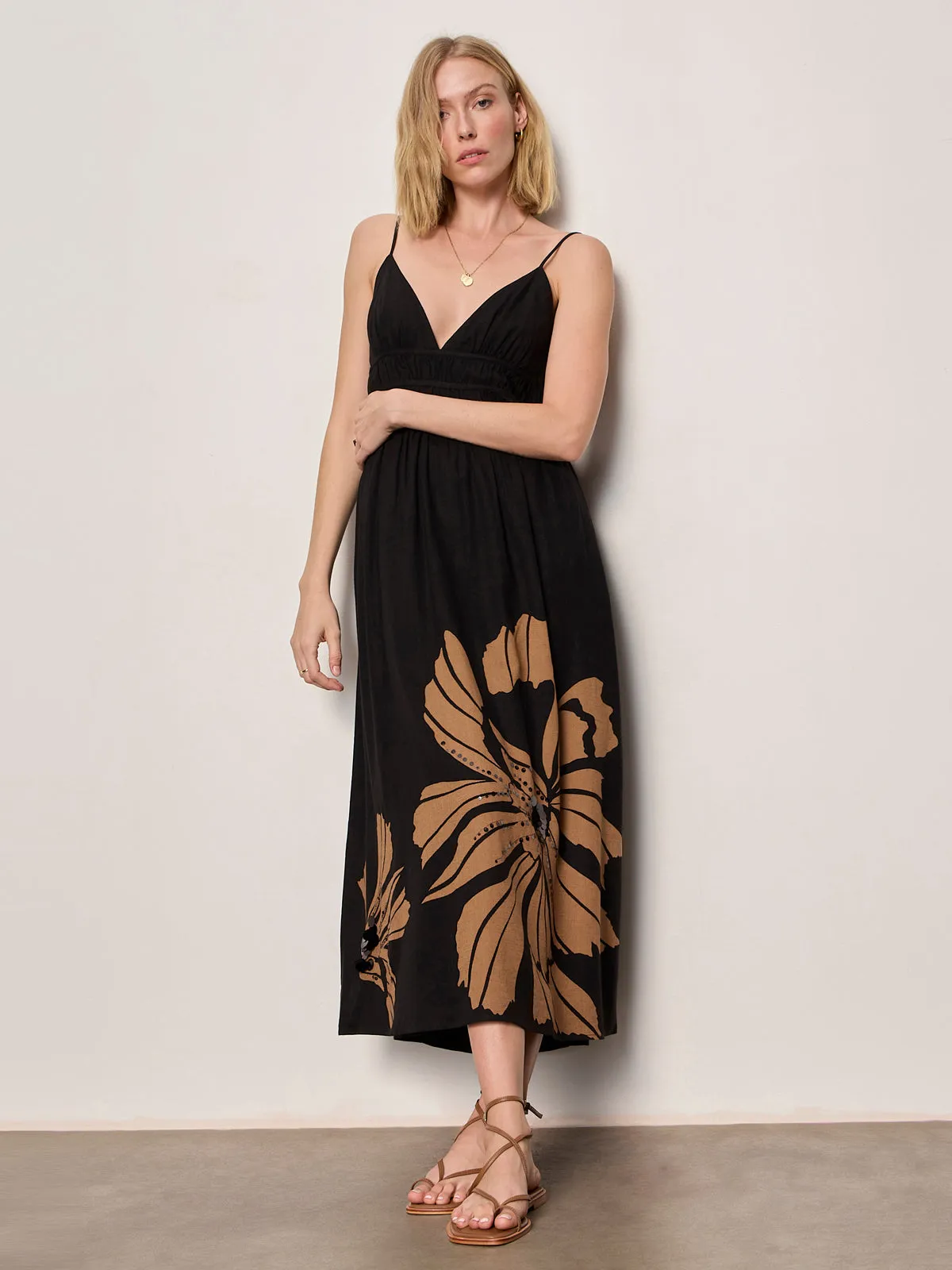 Mira Embellished Volume Dress Macro Lotus sold by Sanctuary