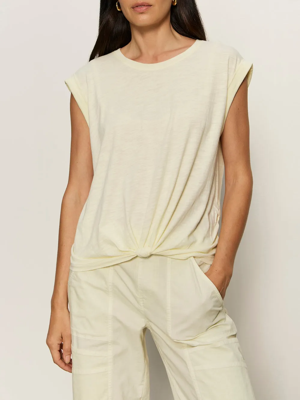 Knotted Muscle Tee Lemon Drop Petite Sizing sold by Sanctuary