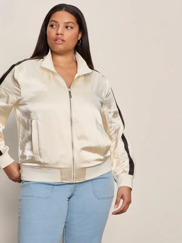 Satin Track Jacket Collagen Extended Sizing made by Sanctuary