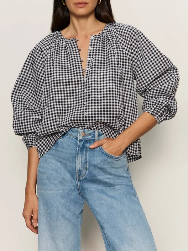 Perfect Gingham Button Blouse Picnic Petite Sizing made by Sanctuary