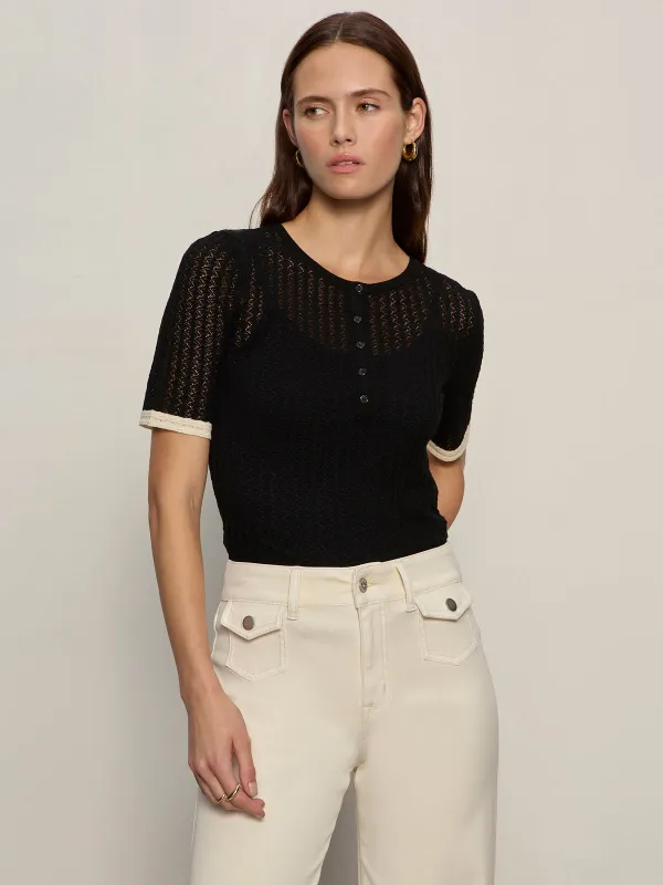 Going Places Pointelle Sweater Black made by Sanctuary