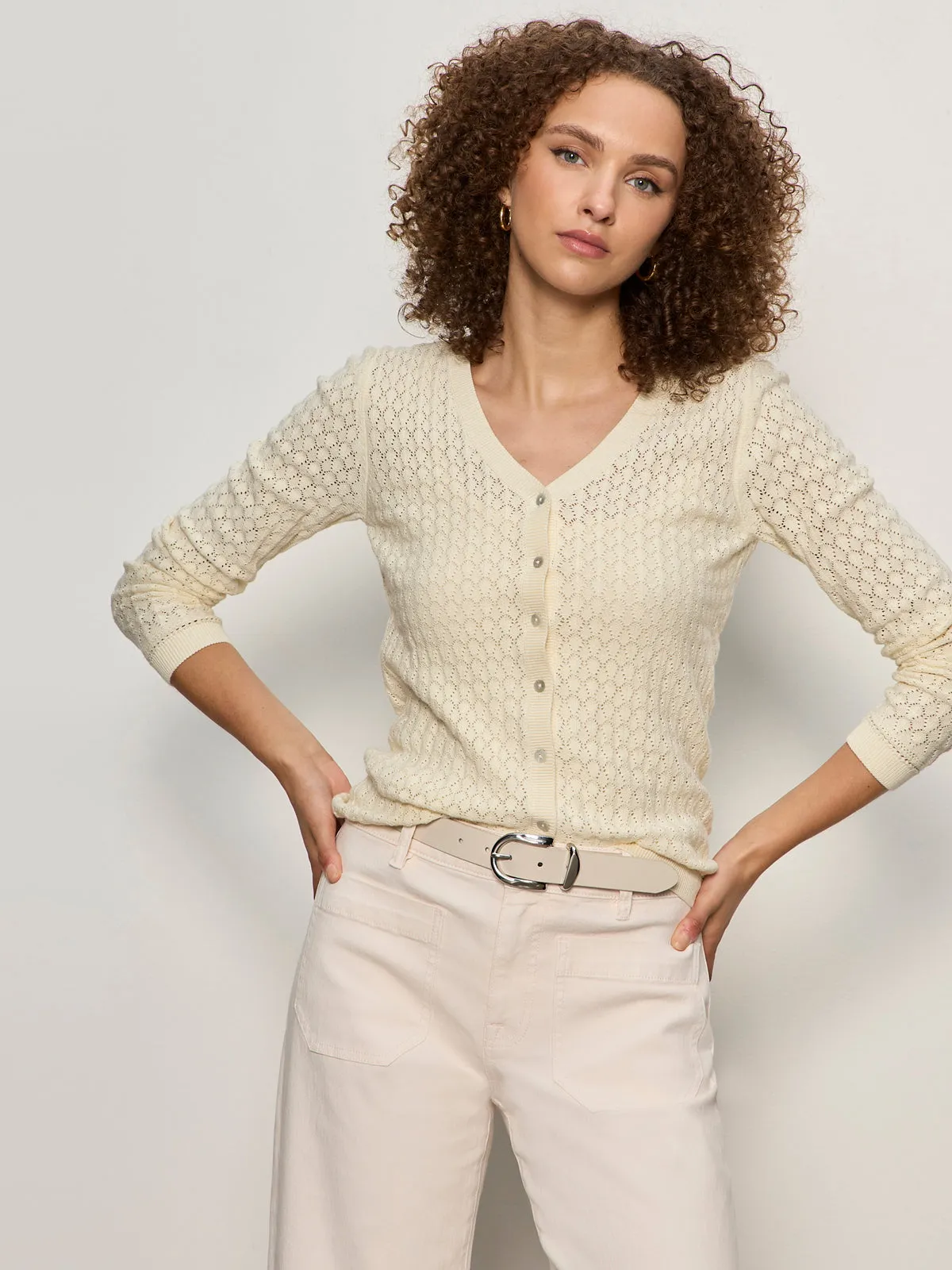 Everyday Pointelle Cardigan Collagen sold by Sanctuary