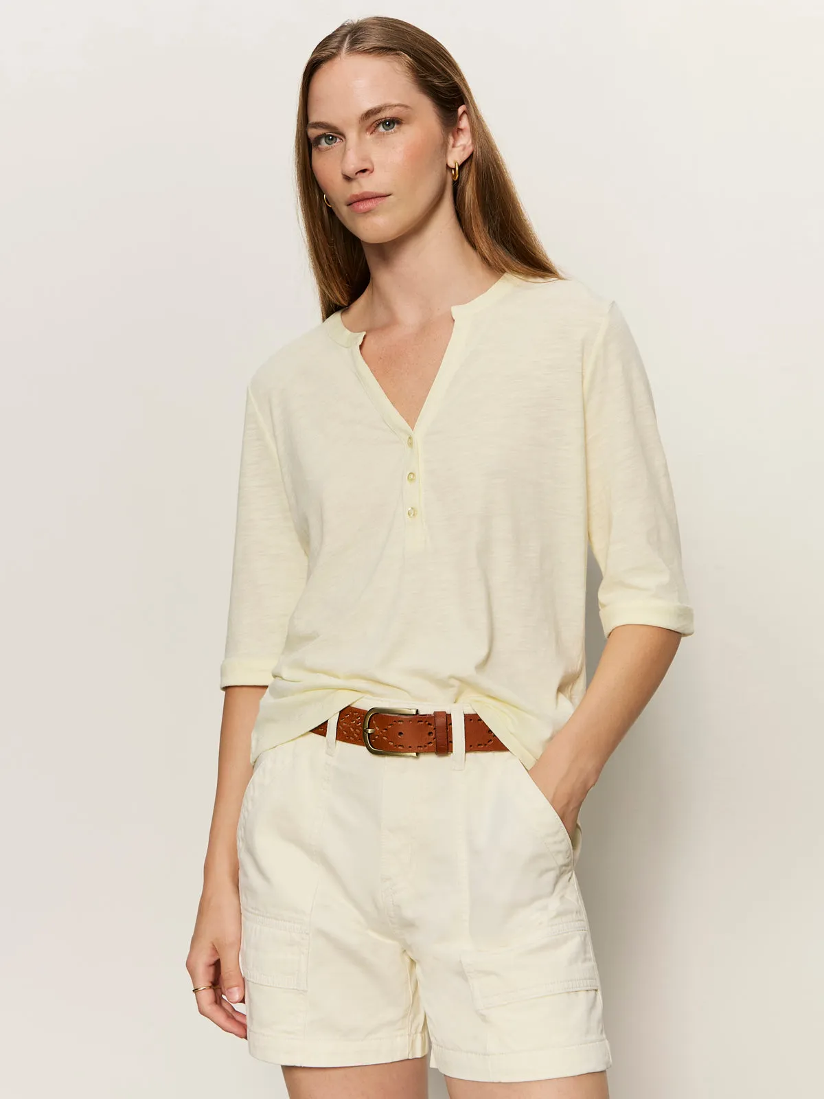 Rolled Sleeve Tee Lemon Drop sold by Sanctuary