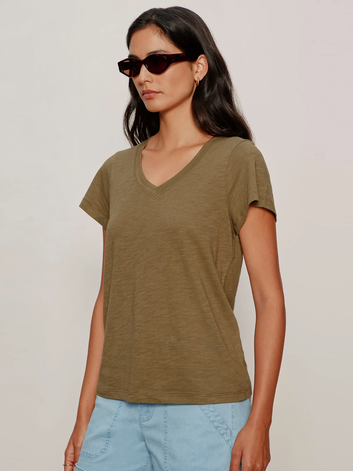 Soft V Neck Tee Burnt Olive sold by Sanctuary product image thumbnail 3