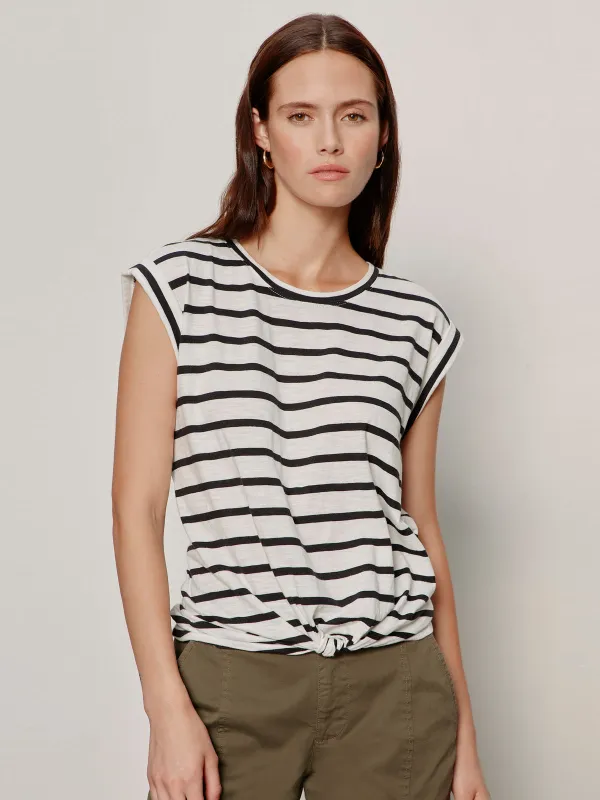 Knotted Muscle Tee Chalk/Black Stripe sold by Sanctuary